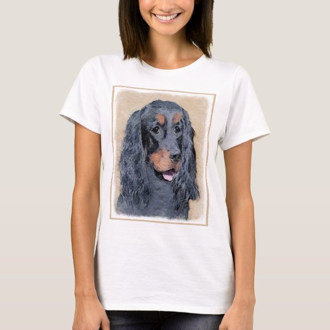 Camiseta Pintura de Gordon Setter - Arte de Cachorro Origin (Frente)