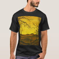 Pintura de Gouache: céu amarelo, marrom.