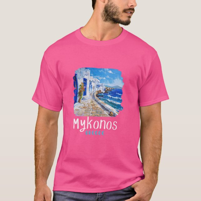 Camiseta Pintura de Grécia Mykonos (Frente)