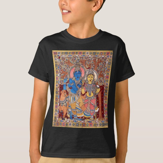 CAMISETA PINTURA DE KALAMKARI RADHA KRISHNA (Frente)