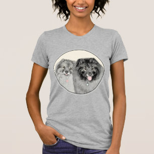 Camiseta Pintura de Keeshond, Mãe e Filho - Arte Original d