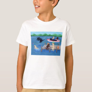 Camiseta Pintura de Labradors do divertimento do lago