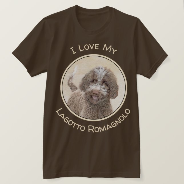 Camiseta Pintura de Lagotto Romagnolo - Arte de Cachorro Or (Frente do Design)