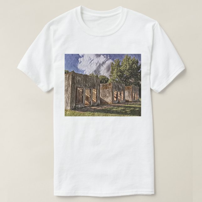 Camiseta Pintura de Motel na Rota 66 Abandonada (Frente do Design)