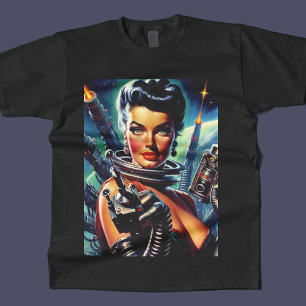 Camiseta Pintura de Mulher do Sci-Fi Retro