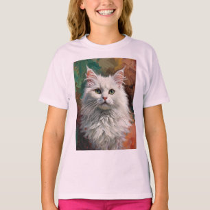 Camiseta Pintura De Óleo Vibrante De Retrato De Gato De Âng