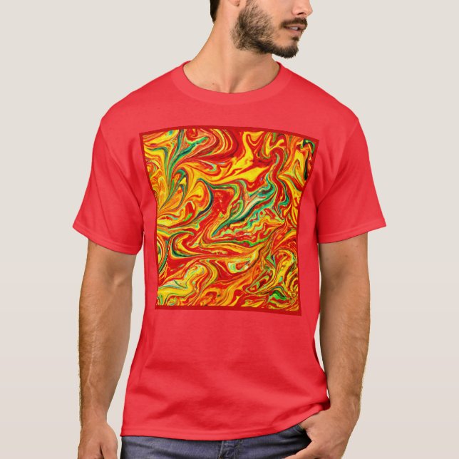 Camiseta Pintura de Padrões de Cores Quentes. Comprar Agora (Frente)