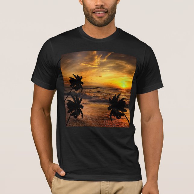 CAMISETA PINTURA DE PAISAGEM OCEÂNICA PÔR DO SOL N (Frente)