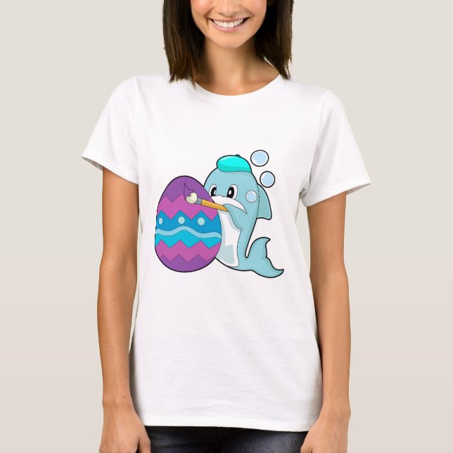 Camiseta Pintura de Páscoa de Golfinho (Frente)
