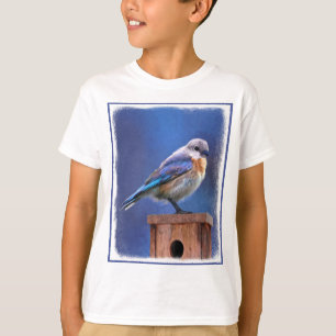 Camiseta Pintura de pássaro-azul (feminina) - Arte de pás