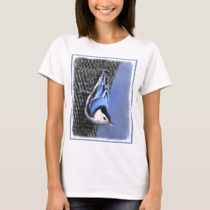 Camiseta Pintura De Pássaros De Casca Branca