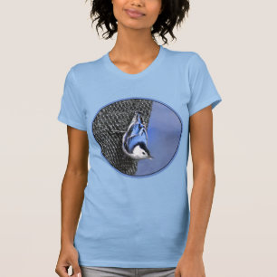 Camiseta Pintura De Pássaros De Casca Branca