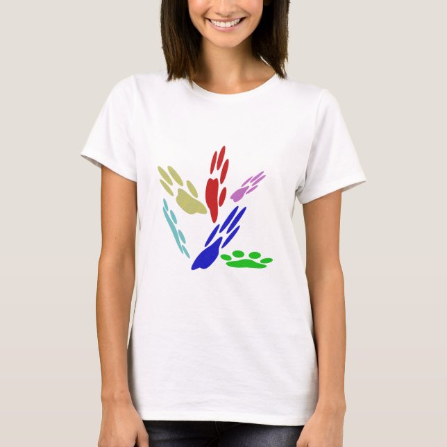 Camiseta Pintura De Pata De Cachorro Com Bolinhas (Frente)