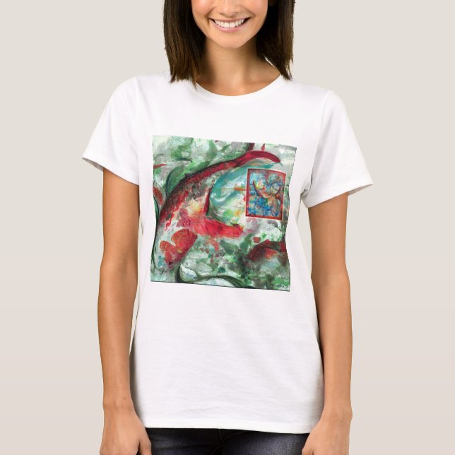 Camiseta Pintura de Peixes Koi Carp (Frente)