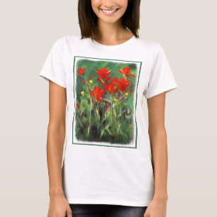 Camiseta Pintura de pincel indiano - Arte de flor original