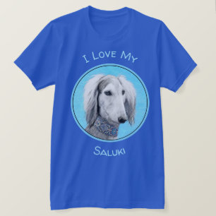 Camiseta Pintura de Saluki (Prata) - Arte de Cachorro Origi