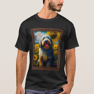 Camiseta Pintura de São Berdoodle Flor de Girassol Mãe Mulh