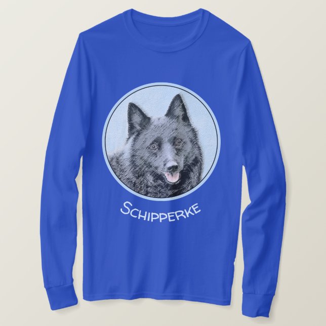 Camiseta Pintura de Schipperke - Arte de Cachorro Original (Frente do Design)