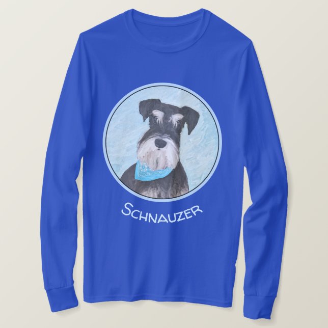 Camiseta Pintura de Schnauzer (Miniatura) - Cachorro Origin (Frente do Design)