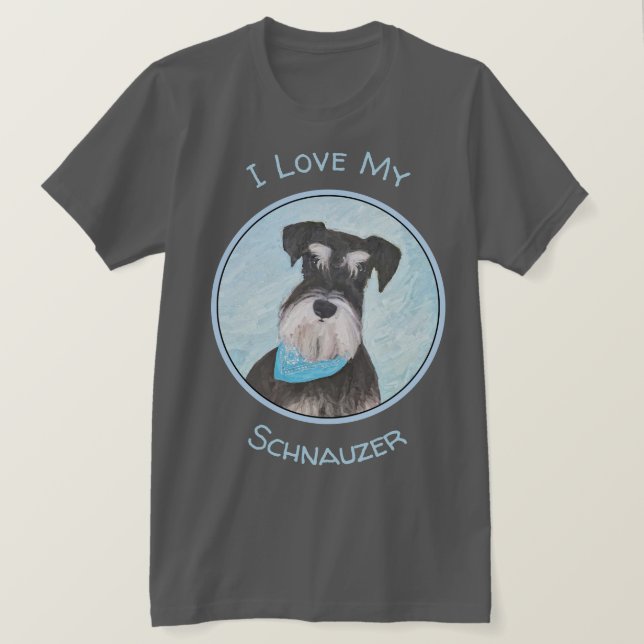 Camiseta Pintura de Schnauzer (Miniatura) - Cachorro Origin (Frente do Design)