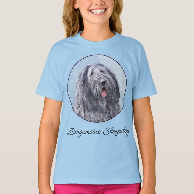 Camiseta Pintura de Sheepdog Bergamasco - Cachorro Original (Frente)