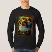 Pintura de Shetland Sheepdog Sheltie Girassol Flor