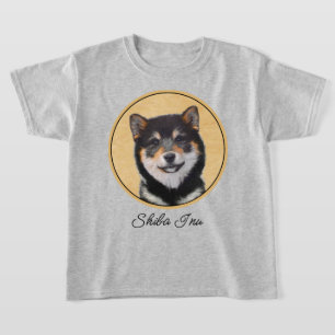 Camiseta Pintura de Shiba Inu (Preto e Latão) - Arte Canina