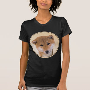 Camiseta Pintura de Shiba Inu (Vermelho) - Arte de Cachorro