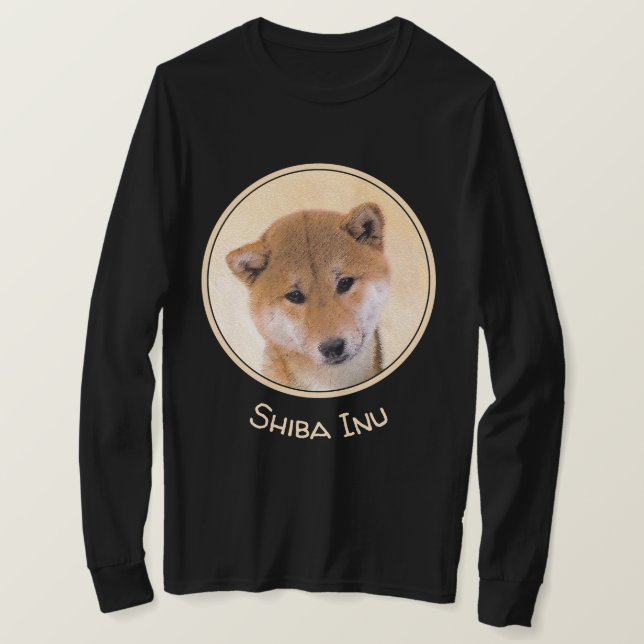 Camiseta Pintura de Shiba Inu (Vermelho) - Arte Original de (Frente do Design)