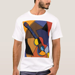 Camiseta Pintura De Surrealismo De Guitarra Cubista.