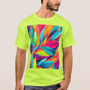 Camiseta Pintura de Tapeçaria de Folha Tropical