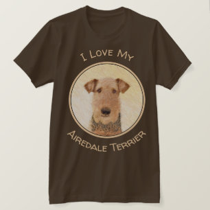 Camiseta Pintura de Terrier Airedale - Arte original cômoda