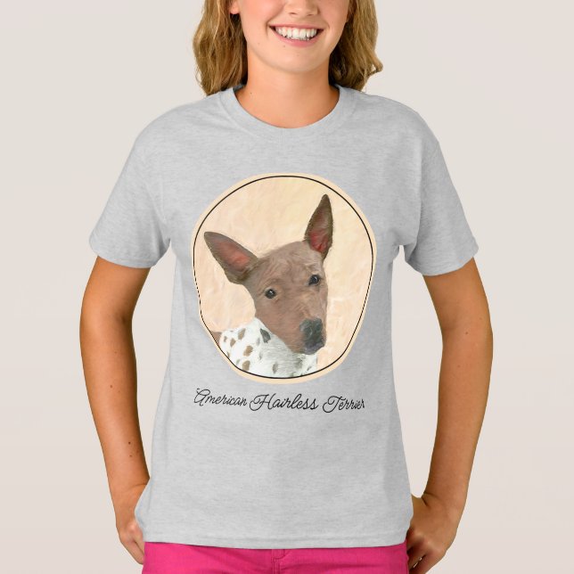 Camiseta Pintura de Terrier sem cabelos americana - Arte-Cã (Frente)