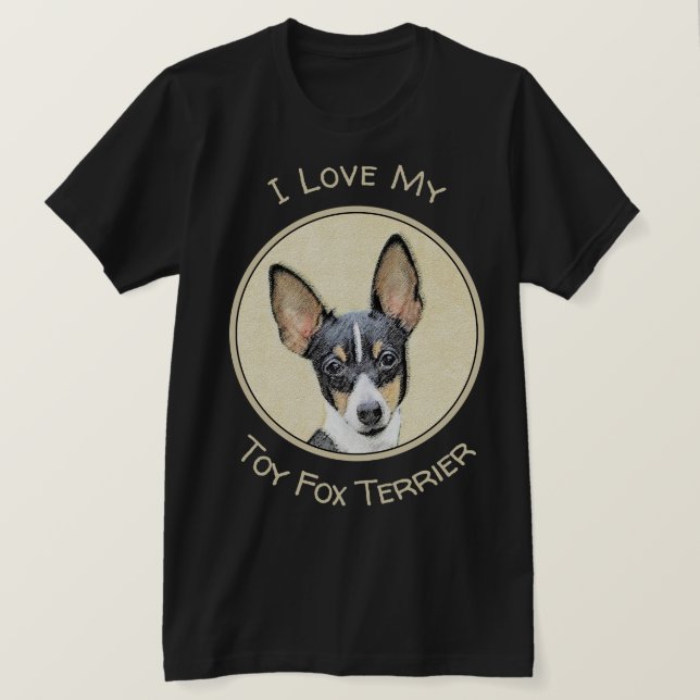 Camiseta Pintura de Toy Fox Terrier - Arte de Cachorro Orig (Frente do Design)