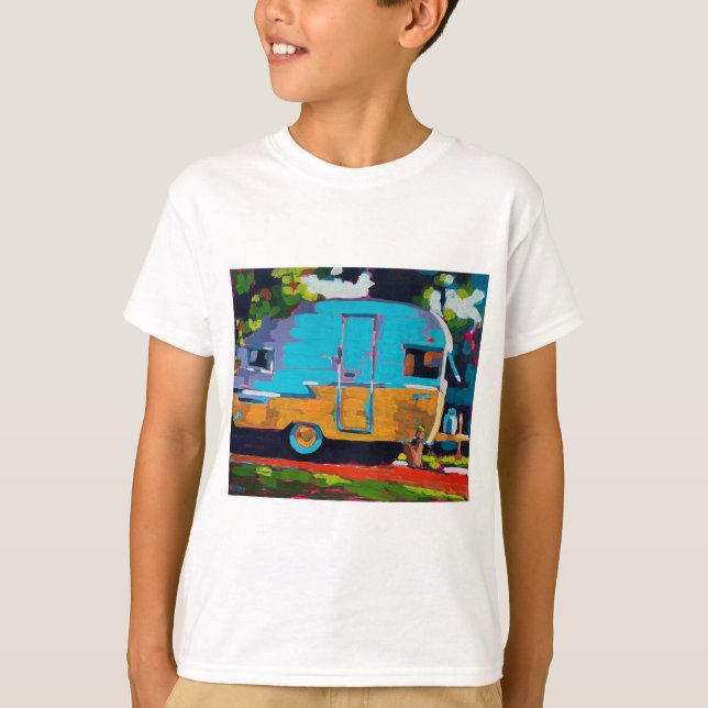 Camiseta Pintura de Trailer de Camping - Presente para Aman (Frente)