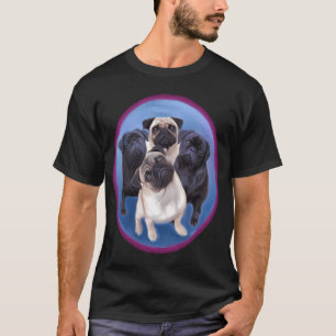 Camiseta Pintura de um Quarteto de Pug