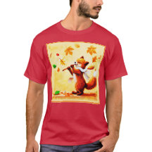 Pintura De Uma Feliz Raposa Vermelha Cantando. Com