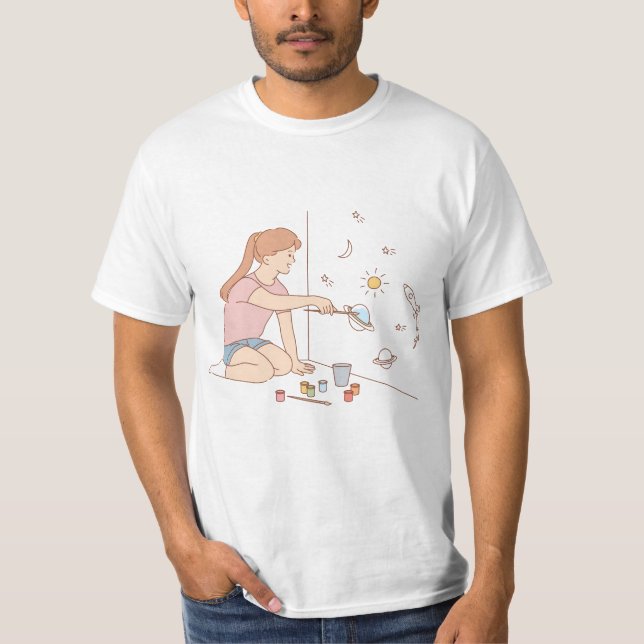 Camiseta "Pintura de uma Garota de Arte" (Frente)