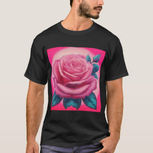 Camiseta Pintura de uma rosa-rosa-néon