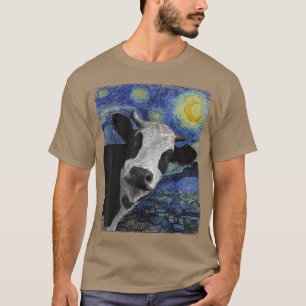 Camiseta Pintura De Vaca Engraçado Starry Night Van Gogh