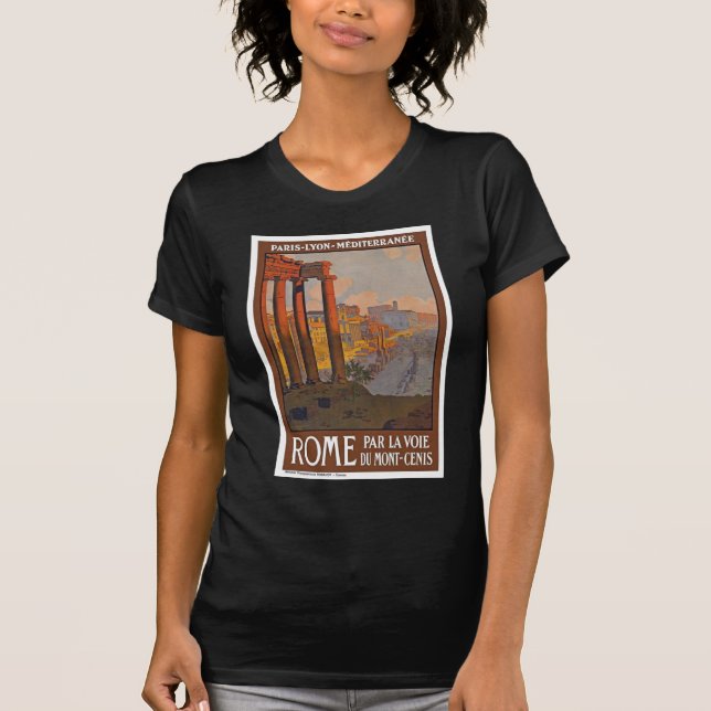 Camiseta Pintura de Viagem de Anúncio da Roma Antiga (Frente)