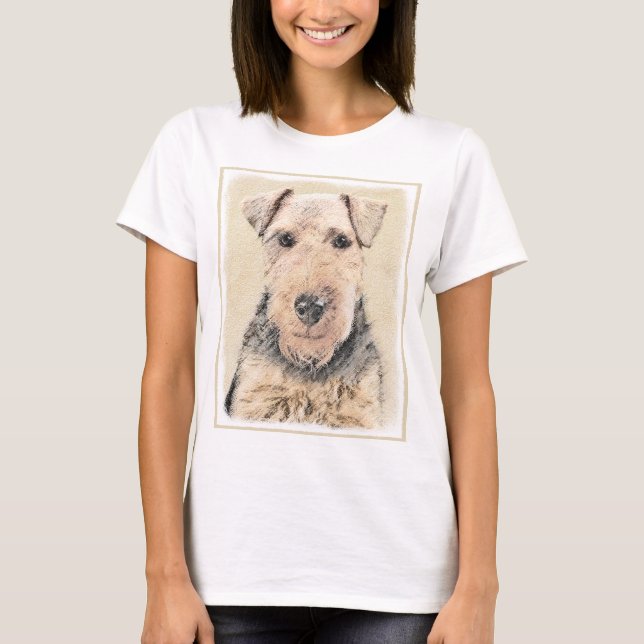 Camiseta Pintura de Welsh Terrier - Arte de Cachorro Origin (Frente)