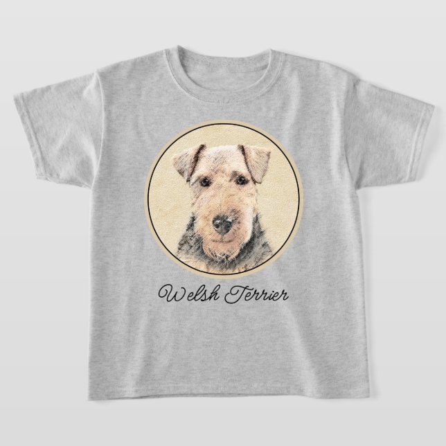 Camiseta Pintura de Welsh Terrier - Arte de Cachorro Origin (Postura )