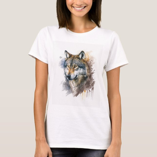 Camiseta Pintura de Wolf Watercolor (Frente)
