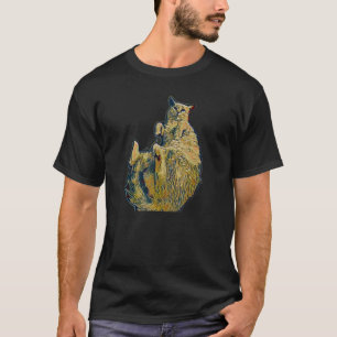 Camiseta Pintura Digital De Abstrato De Um Gato 7