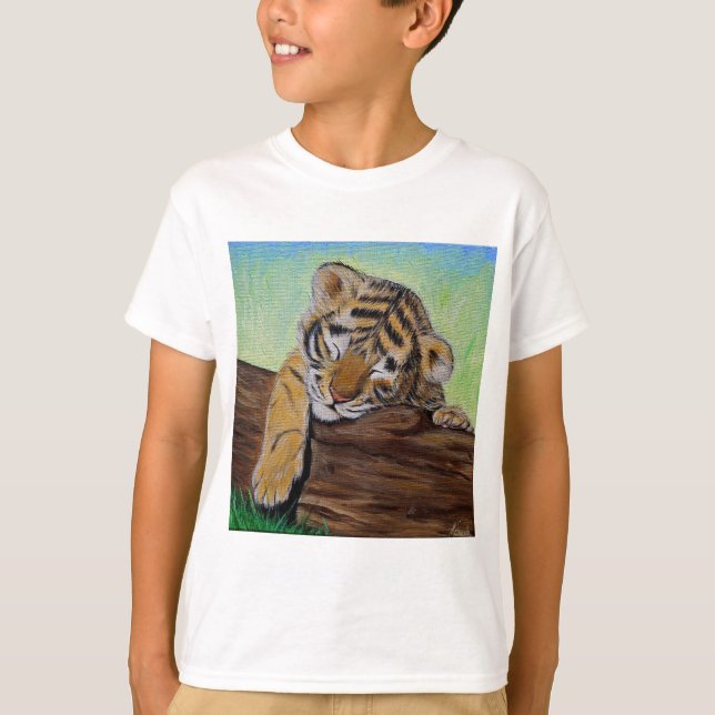 Camiseta Pintura do Cubo-Tigre Dormindo (Frente)