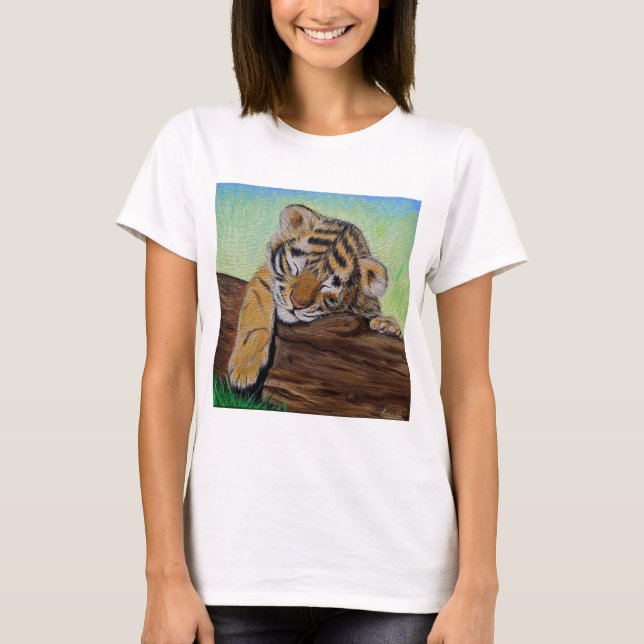 Camiseta Pintura do Cubo-Tigre Dormindo (Frente)