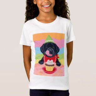 Camiseta Pintura do Cupcake de Aniversário do Black Lab Pup