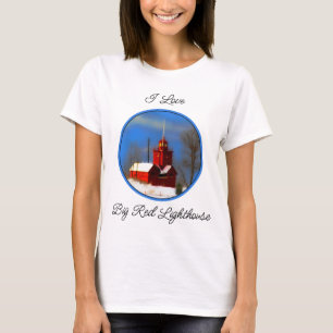 Camiseta Pintura do Farol Vermelho Grande - Arte Original