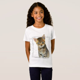 Camiseta Pintura do gatinho do gato malhado com quadro de